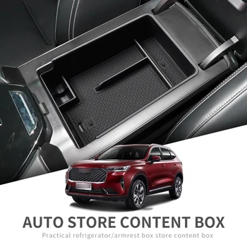 for HAVAL H6 3rd Gen GT 2021-2024 Armrest Storage Box Accessories Stowing Tidying Center Console Tray Black ABS 1