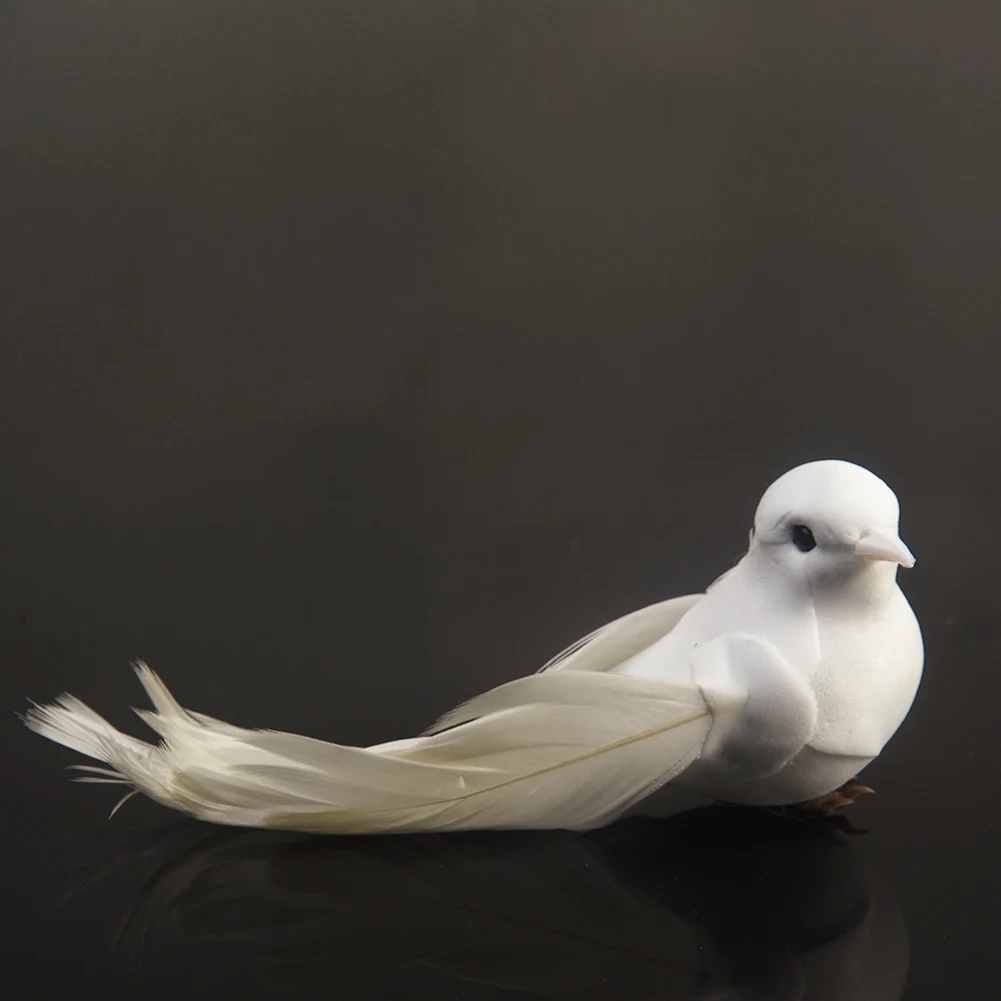 

Mini Artificial Pigeons Bird Crafts Ornaments Feather White Foam Miniature Decor Cute