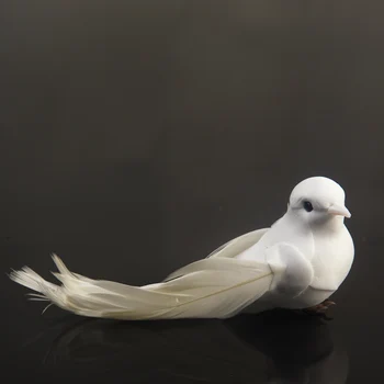 

Mini Artificial Pigeons Bird Crafts Ornaments Feather White Foam Miniature Decor Cute