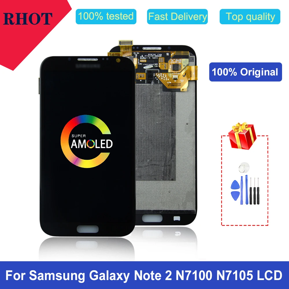 

100% tested original AMOLED 5.5" Note 2 LCD screen for Samsung Galaxy Note 2 N7100 N7105 LCD touch screen digitizer assembly