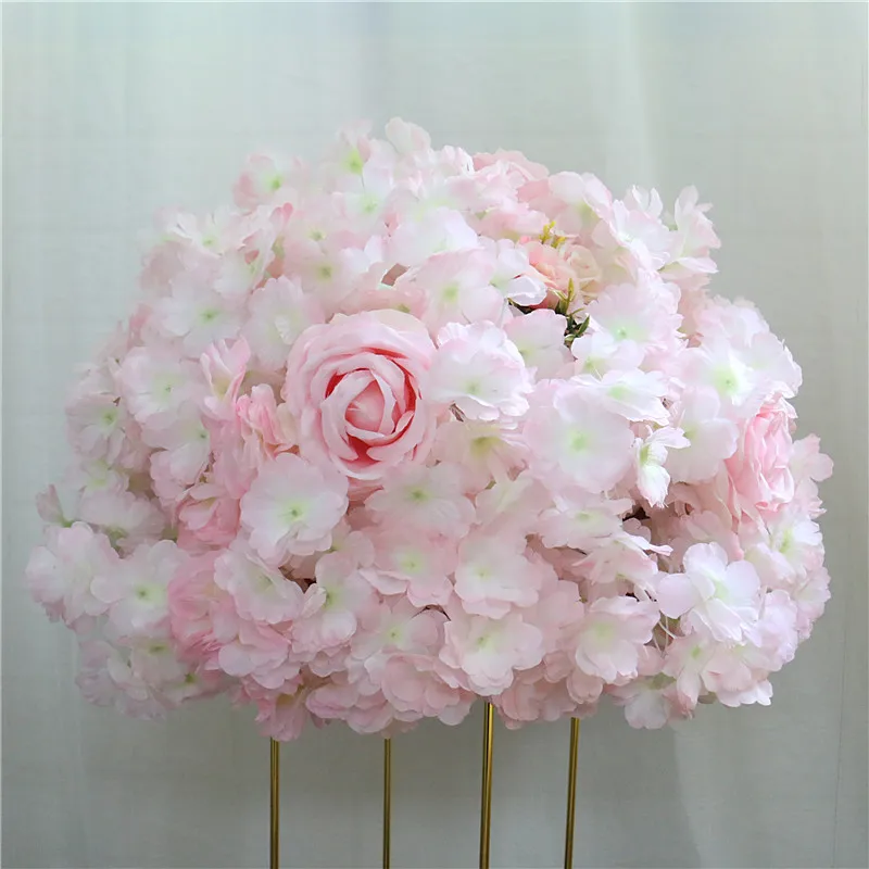 45cm Light pink Романтический свадебный цветок вишни Арка ряд цветов Искусственный шелк цветок домашний отель обеденный стол цветок шар Рождественское украшение - Цвет: 45cm Light pink