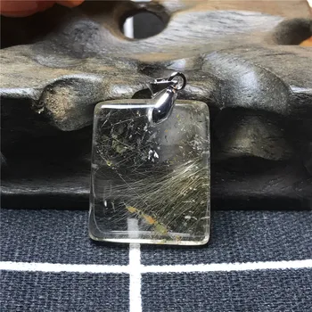 

Natural Gold Hair Rutilated Pendant For Woman Lady 26x21x7mm Clear Crystal Rectangle Gemstone Fashion Necklace Pendant AAAA
