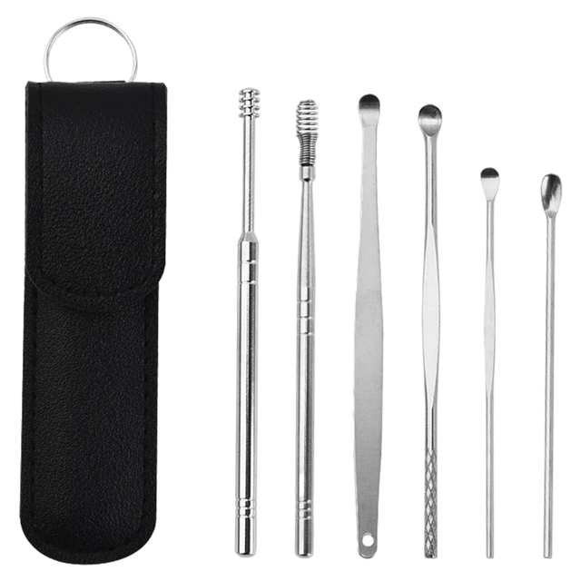 Ear Cleaner Earwax Removal Tool Stainless Steel Earpick Curette Ear Cleaning Wax Remover Spring Spoon Ear Pick Cleanser