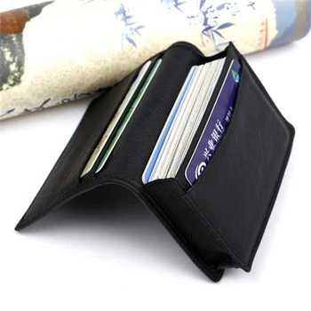 

New Men Black Leather Credit Card ID Business Cards Holder Wallet Case Expandable Black Leather Card Holders