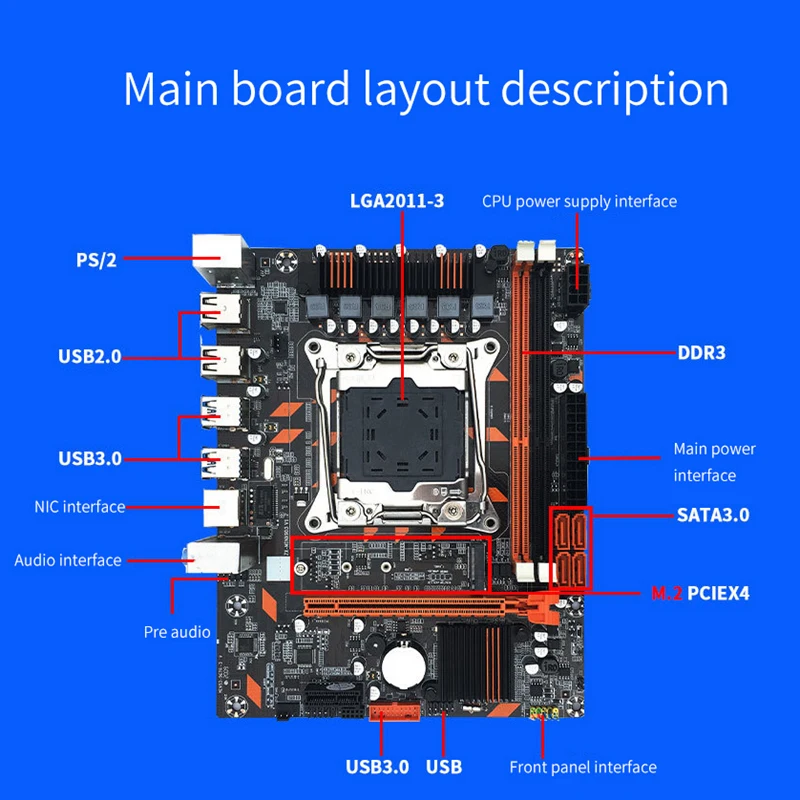 X99 компьютерная материнская плата DDR3 двухканальная память LGA2011 3 Pin E5 CPU