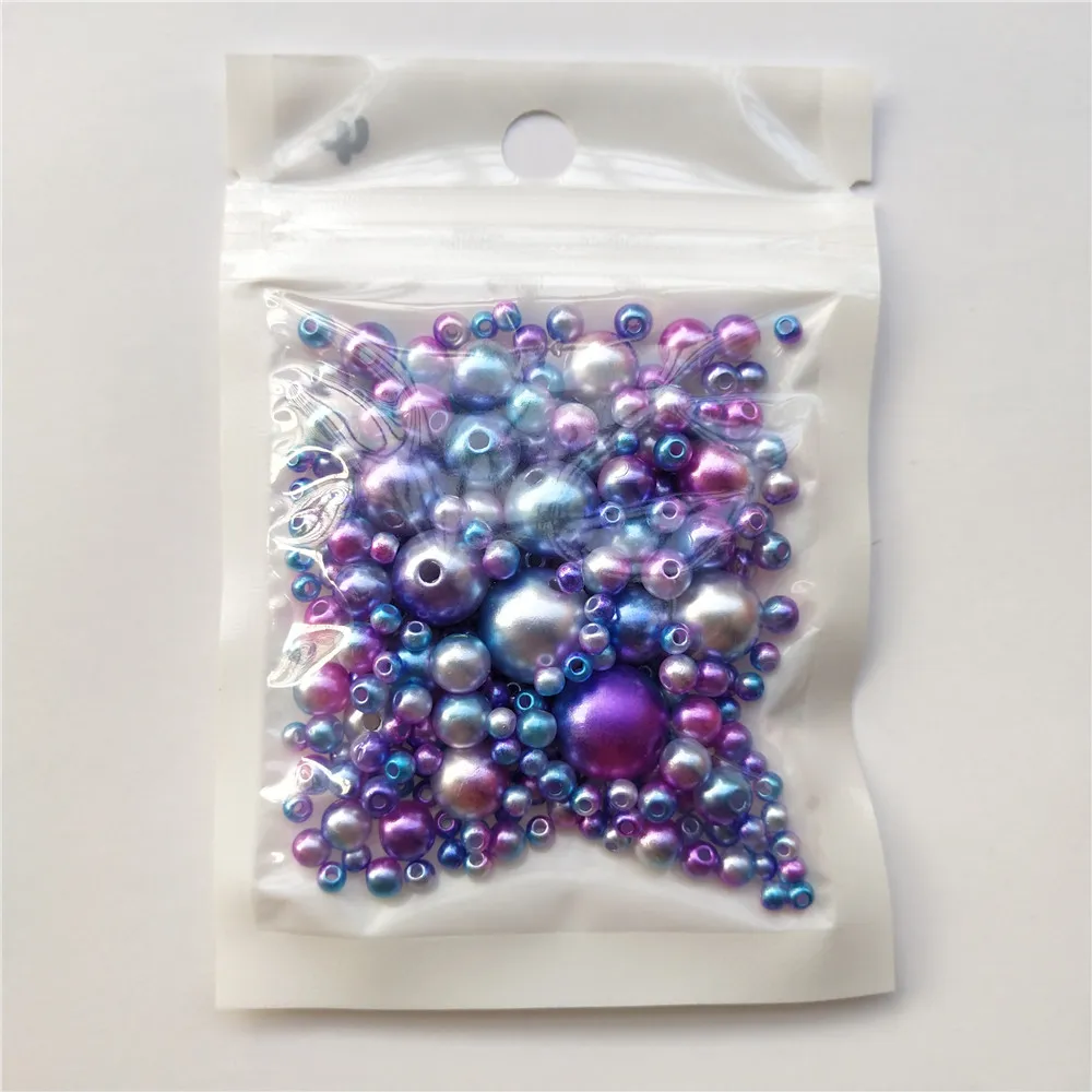 250Pcs Mix Size 3-12mm Beads with Hole Colorful Pearls Round Acrylic Imitation Pearl Beads DIY for Jewelry Making Accessories
