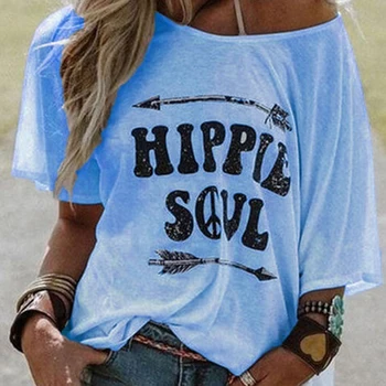 

2020 New Summer Plus Size Hippie Soul Loss T-shirt Women Casual One Shoulder Tees Shirts Fashion Oversized Tops Clothes 5XL