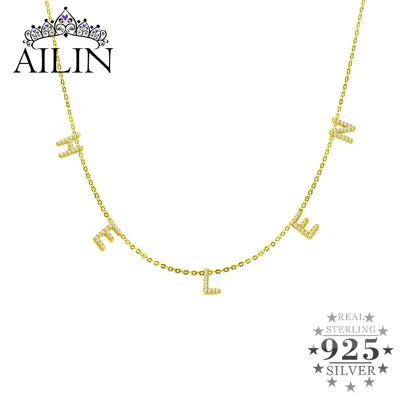 

AILIN 2020 New Christmas Gift Personalized Necklace With Name Women Custom Full Stone Initial Necklaces Letter Chokers Jewelry