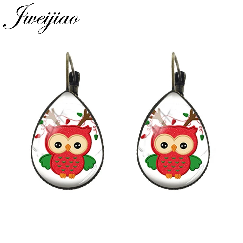 JWEIJIAO, серьги с Рождеством, сани и лося, рисунок, слеза, капля воды, ушные клипсы для женщин, мужчин, детей, ювелирное изделие, подарок С30 - Окраска металла: C32