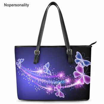 

Nopersonality PU Handbag Purse Animal Butterflies Pattern Luxury Leather Shoulder Bags for Women Fashion 2pcs/set Top-handle Bag