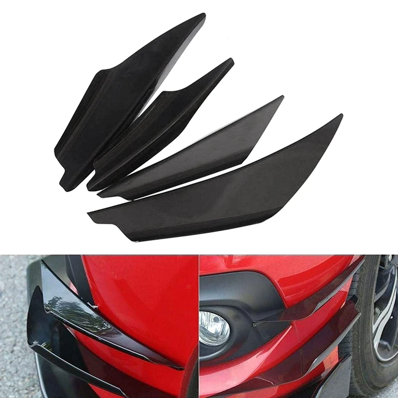4pcs/set Diffuser Shark Fin Kit For Car Spoiler Wing Front Bumper Side