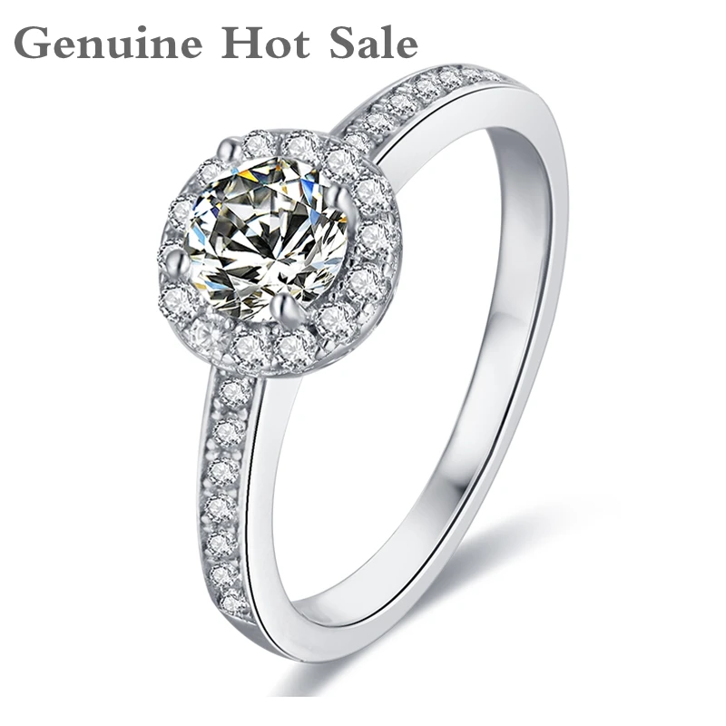 

925 Sterling Silver Moissanite Rings 0.5ct 5.0mm Round Cut D Color Lab Diamond Fine Jewelry Party Engagement Ring For Woman Gift