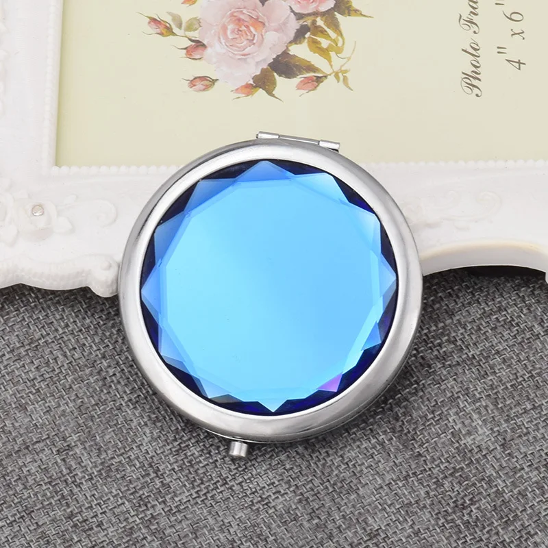 sapphire FANLUS, для женщин и девочек, Кристалл, Мини, красота, карманное зеркало для макияжа, портативное компактное круглое складное зеркало, маленький подарок - Цвет: sapphire