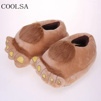

Men's Winter Cotton Shoes Indoor Warm Big Feet Slippers Men's Fur Slides Male Furry Flip Flops Cute Home Cartoon Plush Slippers