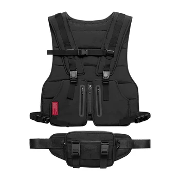 

ASRV Droppable Key Clothes Waist Bags Men Sport Pocket Casual Chest Pack Purse Belt Bag Black & Vest Men Hip Hop Street Style Ch
