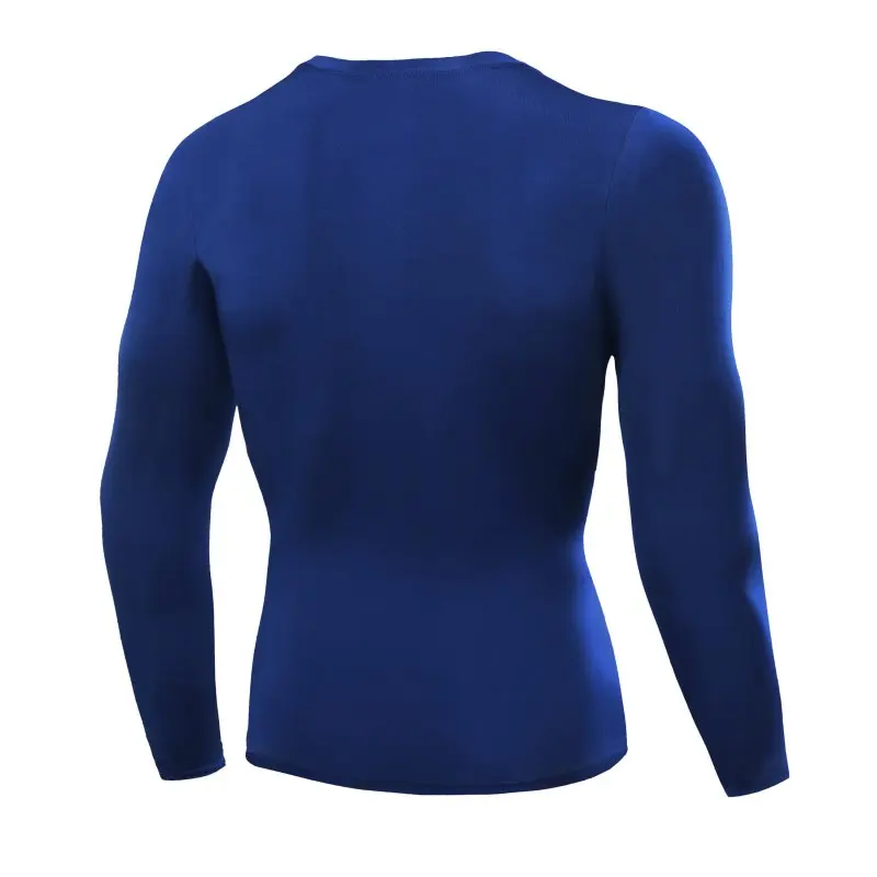 Мужские компрессионные Топы Под базовым слоем, длинные рукава, колготки, спортивные футболки для бега CY1 - Цвет: Синий
