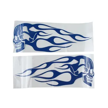 

Diy White 2Pcs Motorcycle Gas Tank Flames Skull Vinyl Decal Decoration Stickers