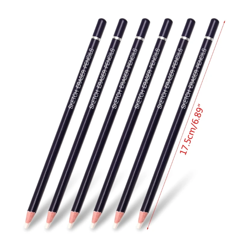 6PCS Artist Eraser Pencils Sketch Pencil Eraser Drawing Pen-Style Erasers Ideal for Artist Beginners Home School Office 6