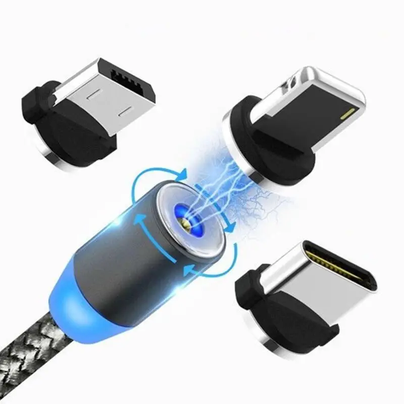 รูปสินค้า USB C สายเคเบิล Fast Charge 3A Micro USB ประเภท C 360แม่เหล็ก Fast Charger สำหรับ iPhone Samsung Android โทรศัพท์มือถือโทรศัพท์สาย