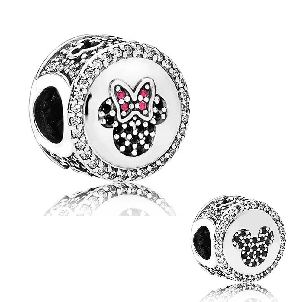 

100% 925 Sterling Silver Charms Diseny Limited Edition Mickey & Minnie Sparking Icons Charms Fit Original Bracelet Diy Jewelry
