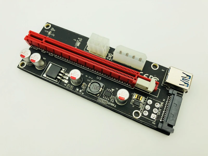 PCI-E Riser Card 0.6M USB3.0 Cable PCI Express 1X to 16X Extender USB 3.0 with 4pin 6pin 15Pin SATA Power Supply for BTC Mining