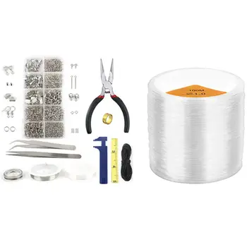

DIY Bracelet Material Set Tool Wire Set with 1mm Clear Bead Cord Crystal Elastic Stretchy Bracelet String
