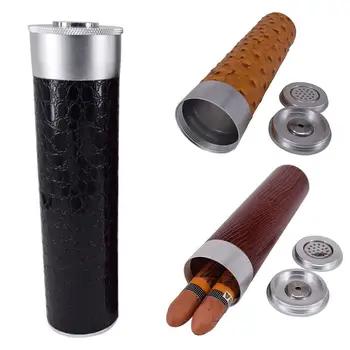 

Portable Travel Moisture Proof Sealed Cigars Humidor Box with Hygrometer Cedar Cigars Case Jar Wood W/Humidifier Humidor Box