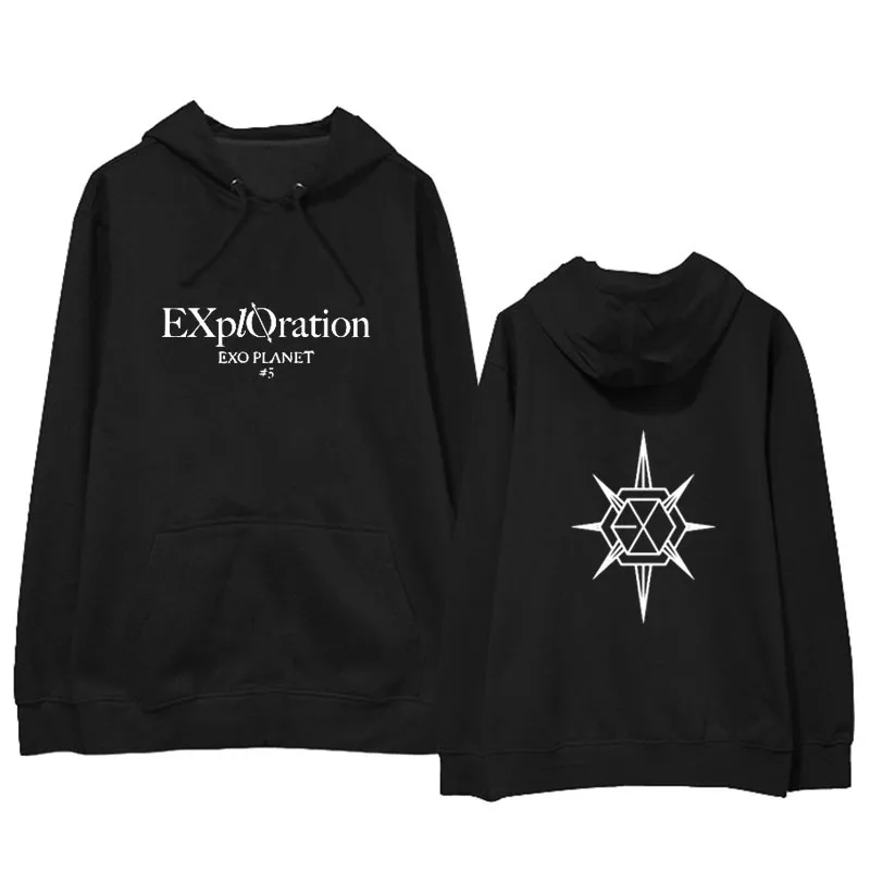 Mainlead EXO PLANET#5-разведочные хлопковые Толстовки BAEKHYUN CHANYEOL Толстовка SEHUN - Цвет: BLACK TEAM