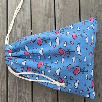 

Cotton Linen Drawstring Pouch Eco Multi-purpose Bag Party Gift Bag Flamingo Blue YL0416d
