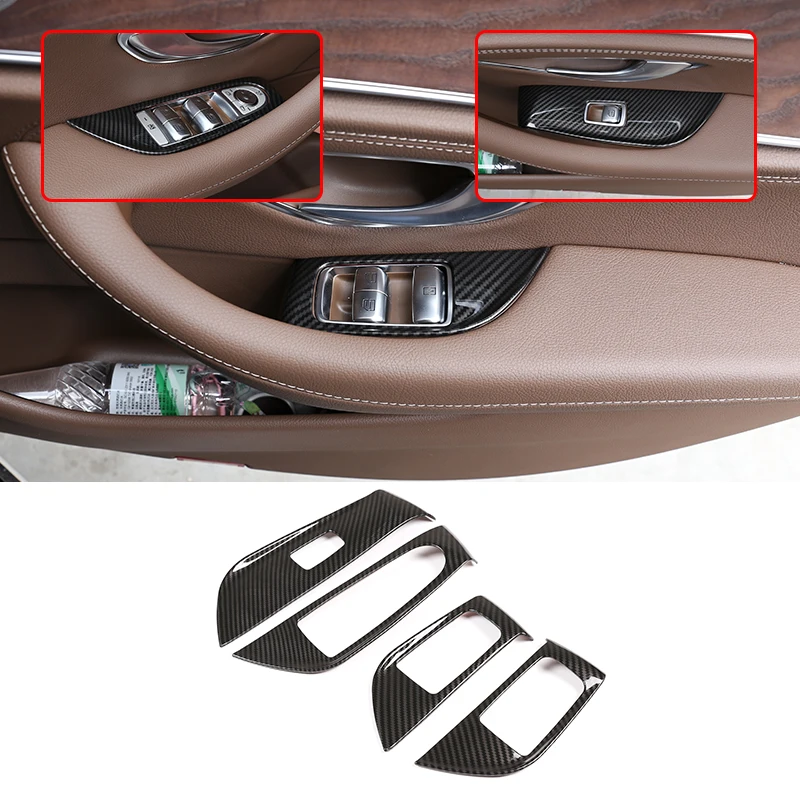 Карбоновое волокно ABS стеклоподъемник кнопка переключения рамка Накладка для Mercedes-Benz E класс W213- автомобильные аксессуары
