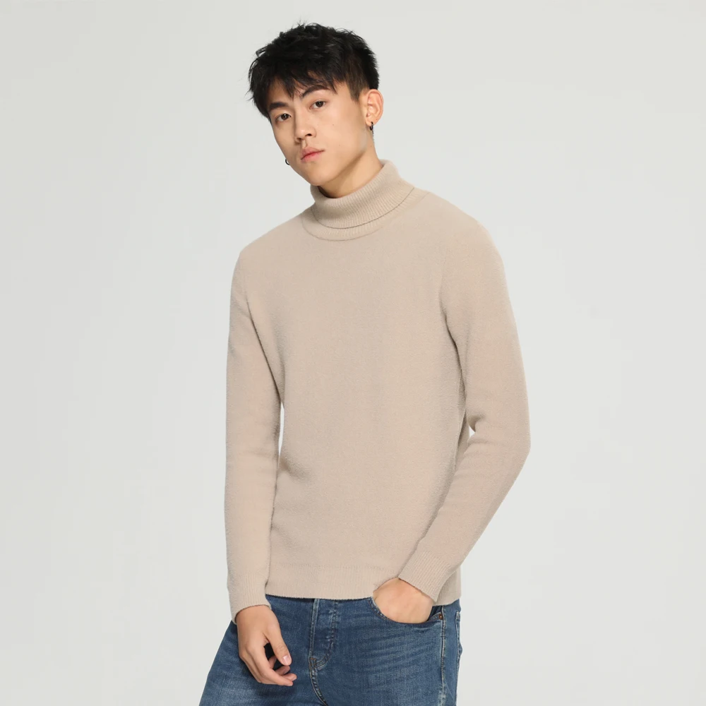 ^Cheap 2019 New Autumn Winter Men'S Sweater Men'S Turtleneck Solid Color Casual Sweater Men's Slim Fit Brand Knitted Pullovers