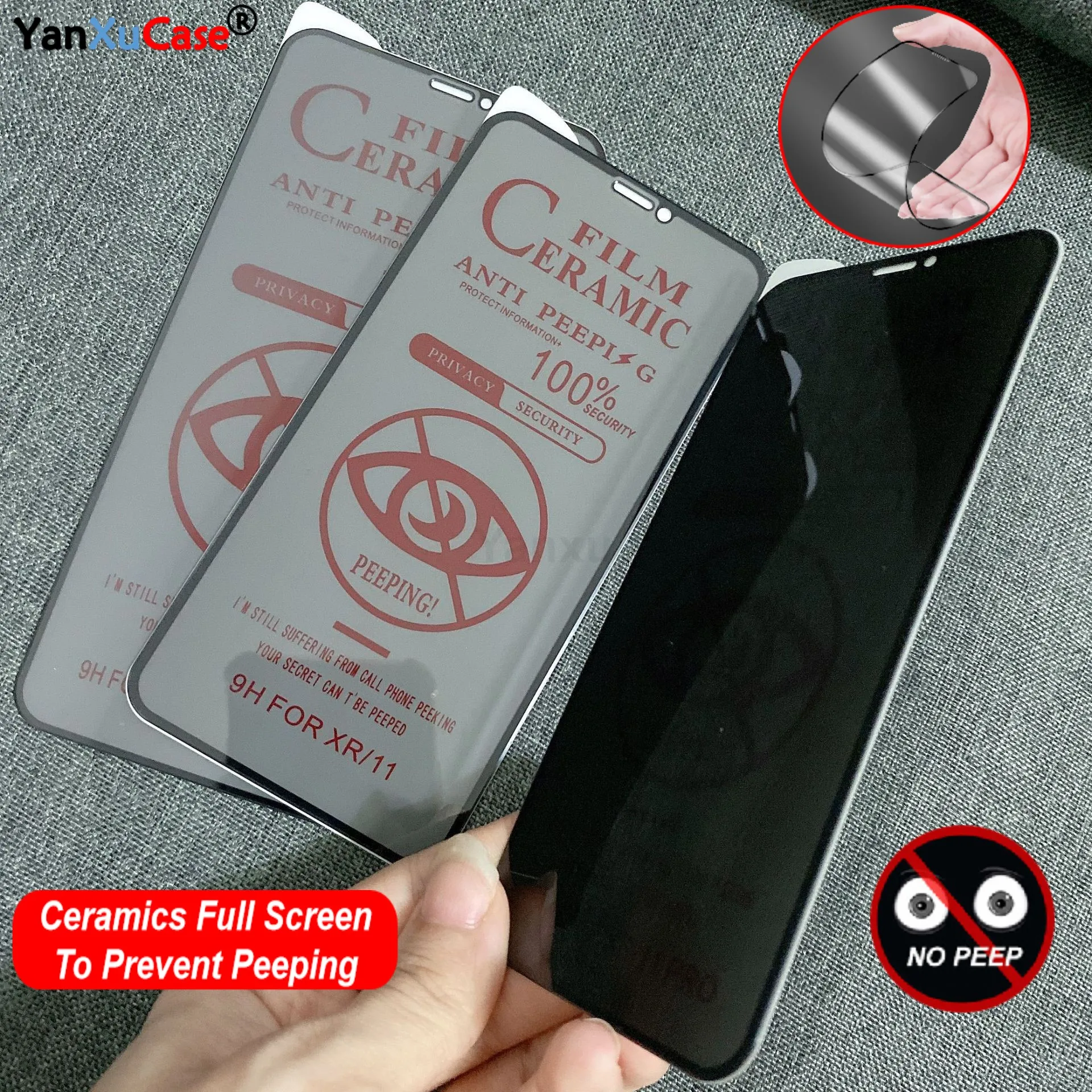 10Pcs Ceramics Antispy Protective Film For iPhone 12 Pro Max Screen Protector iPhone 11 X XS XR 7 8 6 Plus SE Privacy Soft Glass