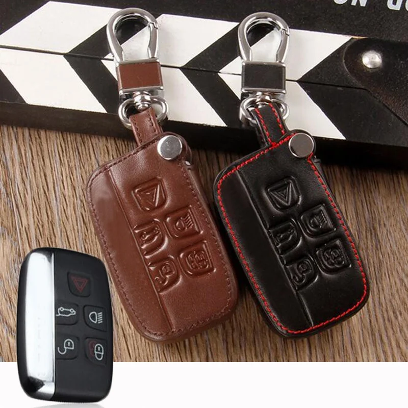 Leather Key Rings Protection Cover For Land Rover RANGE ROVER SPORT Evoque Freelander 2 DISCOVER discovery Accessories | Автомобили и