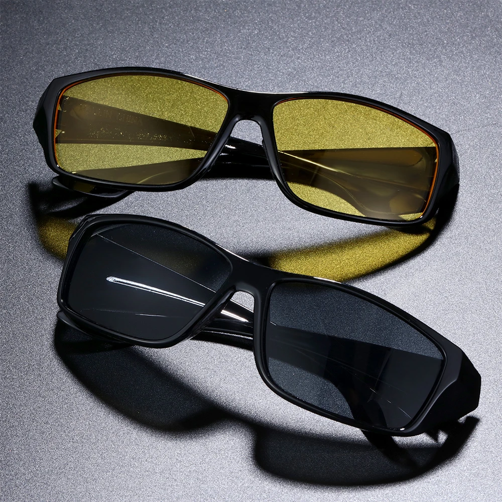 Anti Glare Night Vision Glasses Night Driving Glasses Polarized Yellow Tint Fit Over Wrap Around Prescription Eyewear For Men