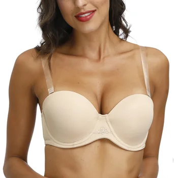 

YBCG 3/4 Cup Women Bra Adjusted-straps Strapless Underwire Bra for Women Cotton Thin Padded Push Up Underwear