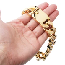 Модный велосипедный браслет из нержавеющей стали 20 мм, мужские байкерские браслеты с кубинской цепочкой, ювелирные изделия золотого цвета для мужчин, подарок