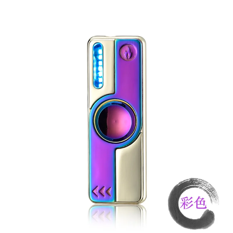 New Luminous Metal Fidget Hand Spinner Top Spinners Stress USB Charging Lighters Fingertip Gyro Cigarette Accessorie Men Gift E