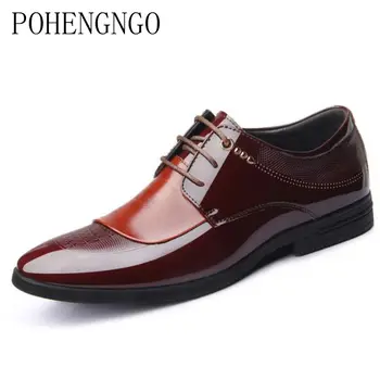 

2020 new Patent Leather Men's Dress Shoes Comfortable original pointed Office Gentleman shoes noble Men formal Wedding Shoes