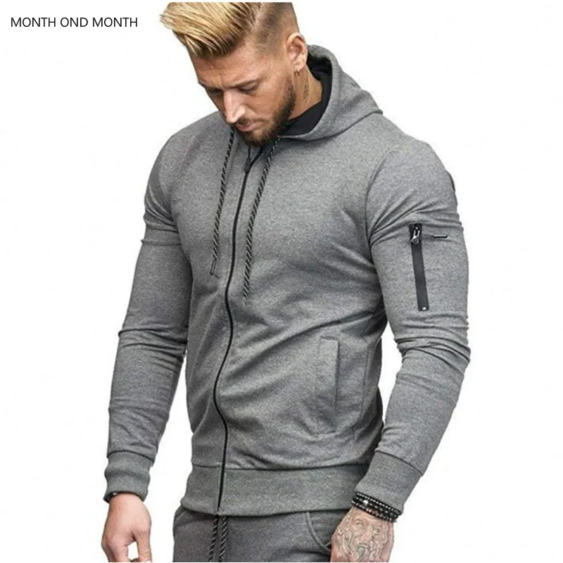 

Men Fitness Sports Cardigan Hoodie Arm Zipper Fashion Casual Jacket Sweatshirts Men Slim Gym Workout Fitness Bodybuilding Jacket