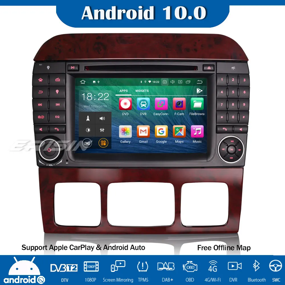 Erisin Android 10 0 Авторадио автомобильный стерео dvd-плеер GPS DAB + SWC Navi CarPlay OBD2 для Mercedes Benz