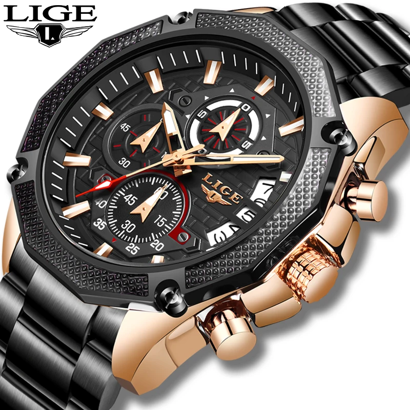 

New Relogio Masculino 2019 LIGE Fashion Brand Mens Watches Full Steel Business Quartz Watch Men Military Sport Waterproof Clock