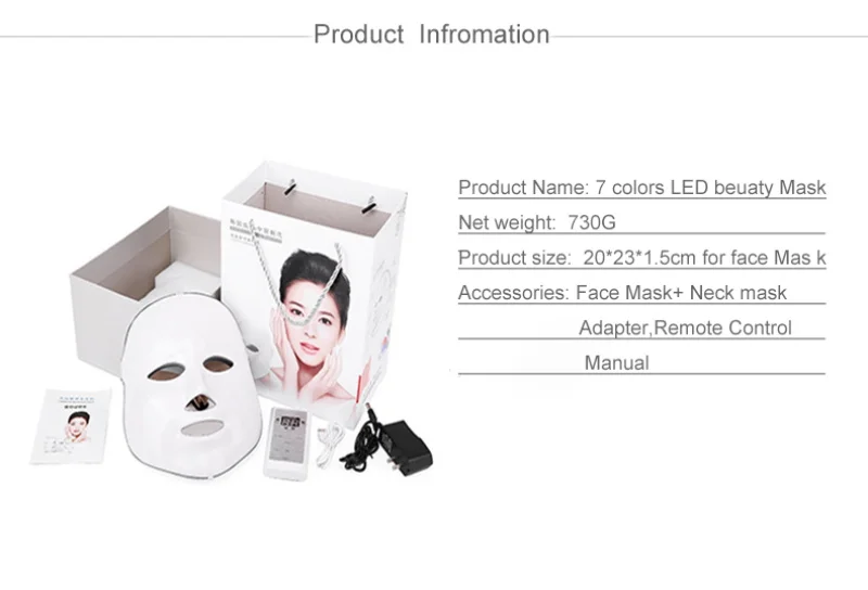 LED Facial Mask Belleza Facial Beauty Skin Rejuvenation Photon LED Mask Masque Therapy Anti Wrinkle Acne Tighten Skin Care Tool