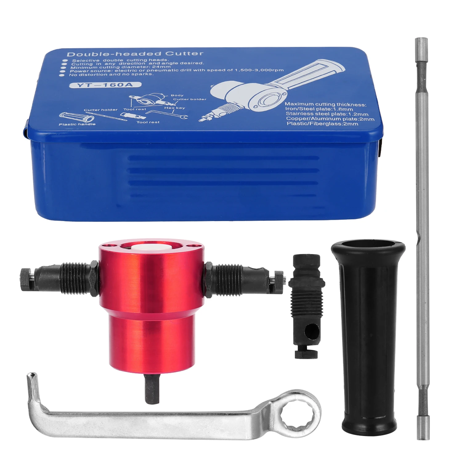 

Double-headed Sheet Metal Nibbler Cutter 360 Degree Adjustable Drill Attachment Power Tool Accessories Cutting Tools