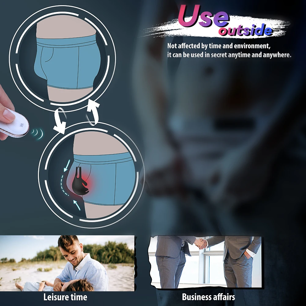 Vibrating Penis Massager Male Chastity Cock Ring Sex Toys for Men Wireless Remote Control Testicle Vibrator Men's Masturbator (3)