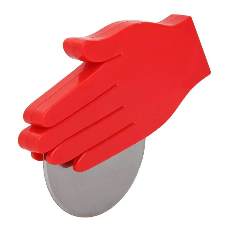 В форме руки нож для пиццы Пластик ручки из нержавеющей стали для пиццы колесо для заточки ножей жаропрочные инструменты для выпечки торта для резки хлеба инструменты - Цвет: Красный
