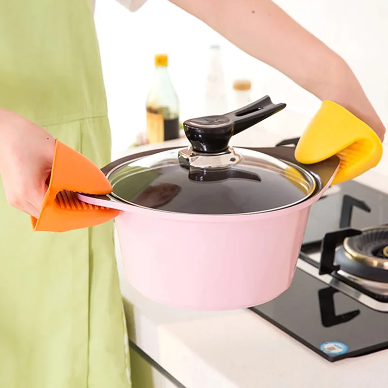 1Pc Silicone Heat Resistant Gloves Clips Insulation Non Stick Anti-slip Pot Bowel Holder Clip Cooking Baking Oven Mitts