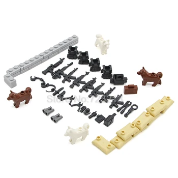 

WW2 Accessories Military Scenes Toy Guns Dog Modern SWAT Sandbag Body Armor Bricks building blocks set Toys