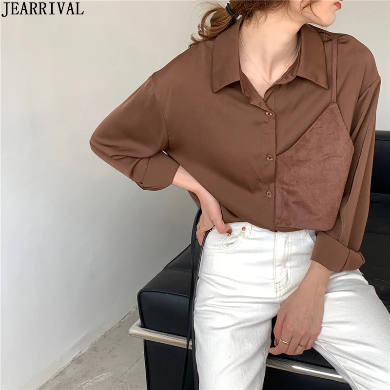 2020 Spring Women Patchwork Blouse Shirts Korean Style Long Sleeve Work Office Wear Chic Tops Elegant Ladies Blouses Blusas |