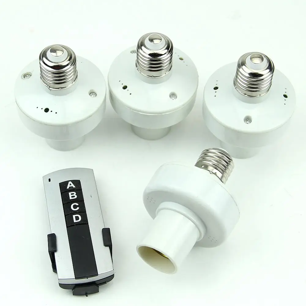 

4Pcs Wireless Remote Control Light E27 Lamp Bulb Holder Cap Socket Switch New