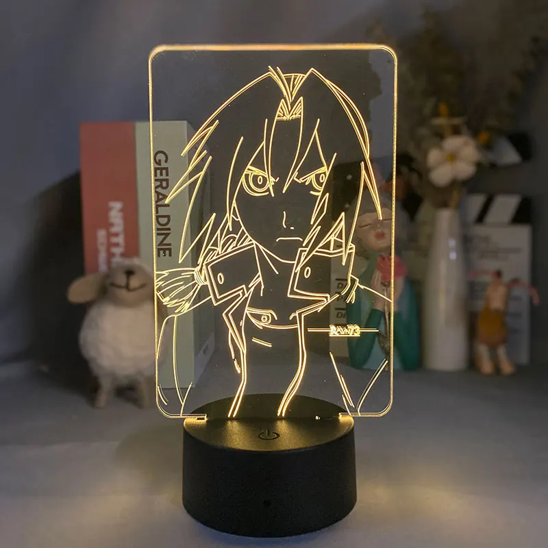 Anime Fullmetal Alchemist Edward Elric Figure for Bedroom Night Light Led Kids Birthdayt Gifts Manga Decorative Desk 3d Lamps